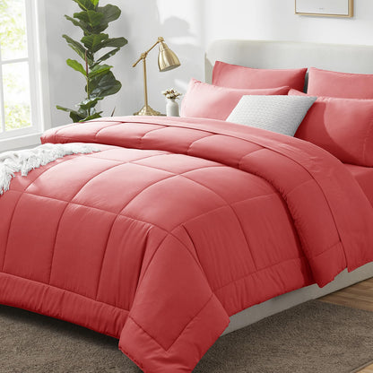 CozyLux Full Size Comforter Sets Black - 7 Pieces Bed in a Bag