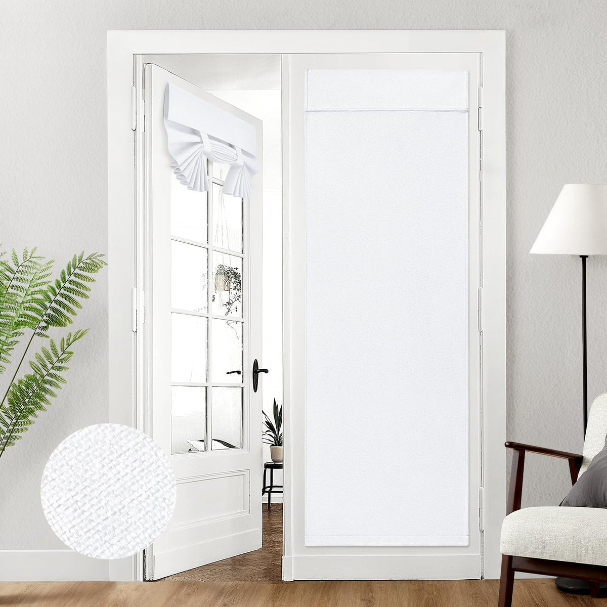 HOMEIDEAS 100% Blackout Linen Door Curtains for French Door 26x68 Inch