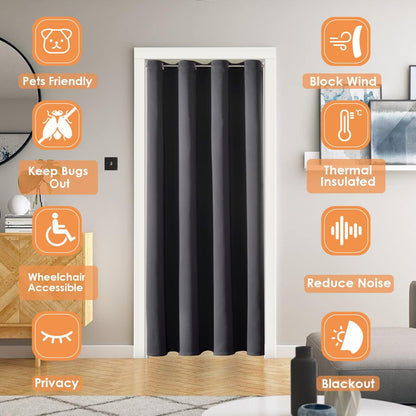 ChrisDowa Blackout Curtains Door Curtain for Doorway Privacy Closet Drapes