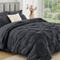 JOLLYVOGUE Queen Comforter Set 7 Pieces - Bed in a Bag Queen for All Season, Pintuck Bedding Comforter Sets with Comforter, Flat Sheet, Fitted Sheet and Pillowcases & Shams, Pink