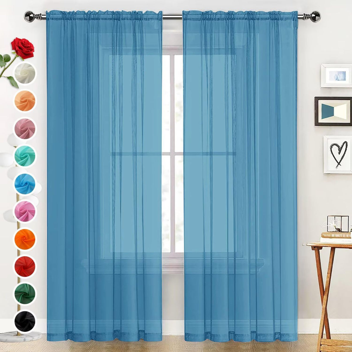 SpaceDresser Sheer Voile Curtains for Living Room 84 Inch Long 2 Panels