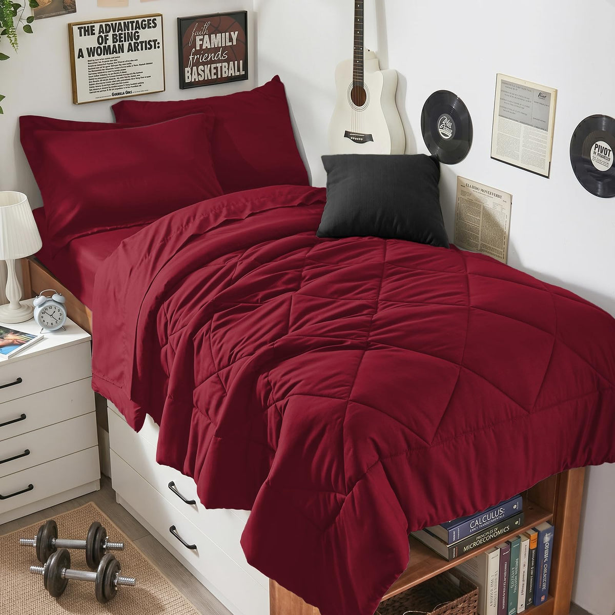 HEVUMYI 7-Piece Full Comforter Set, Dark Grey Bed in a Bag