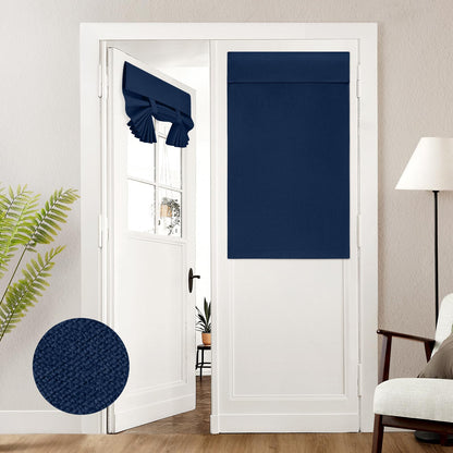 HOMEIDEAS 100% Blackout Linen Door Curtains for French Door 26x68 Inch