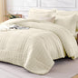 FreshCulture Comforter Set Seersucker 7 Pieces, All Season Bedding Set Queen, Bed in a Bag Comforter Set with 1 Comforter, 1 Flat Sheet, 1 Fitted Sheet, 2 Pillowcases and 2 Pillow Shams, Dark Grey