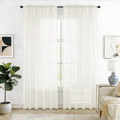 SpaceDresser Sheer Voile Curtains for Living Room 84 Inch Long 2 Panels