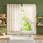 jinchan Beige Floral Linen Kitchen Tier Curtains 50x45 Inch 2 Panels