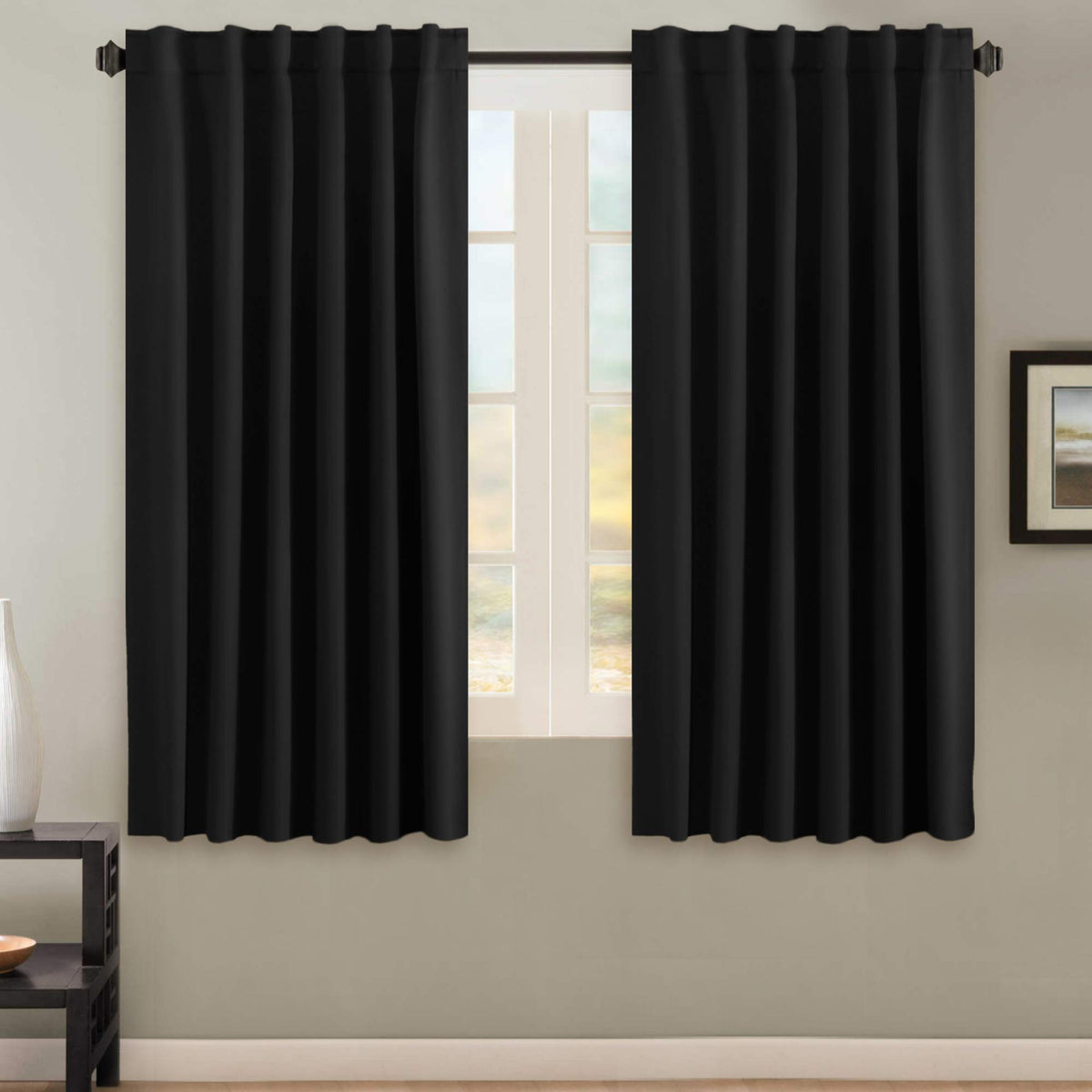 H.VERSAILTEX Blackout Curtains Thermal Insulated Window Treatment Panels Room Darkening Blackout Drapes for Living Room Back Tab/Rod Pocket Bedroom Draperies, 52 x 84 Inch, Light Sage, 2 Panels