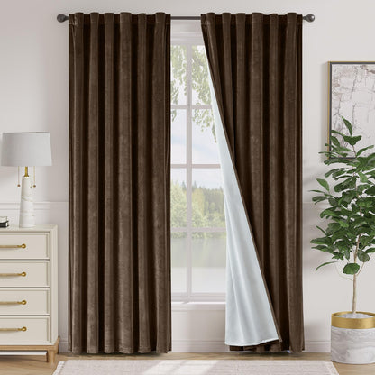 Lazzzy Blackout Curtains Thermal Insulated Curtains Room Window Drapes Super Soft Luxury Curtains for Living Room Bedroom Rod Pocket 2 Panels, 96 Inch Lined | Beige