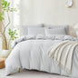 Comforter Queen Set Grid Black 100% Soft Washed Microfiber Jacquard 3 Pieces Grid Bedding Sets Grey White Comforter Queen for All Seasons and 2 Pillowcases Comfort Breathable