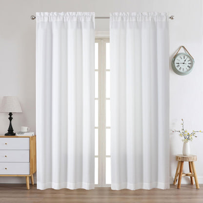Chyhomenyc 2 Panels White Kitchen Curtains 36 Inch Length Tier Curtain