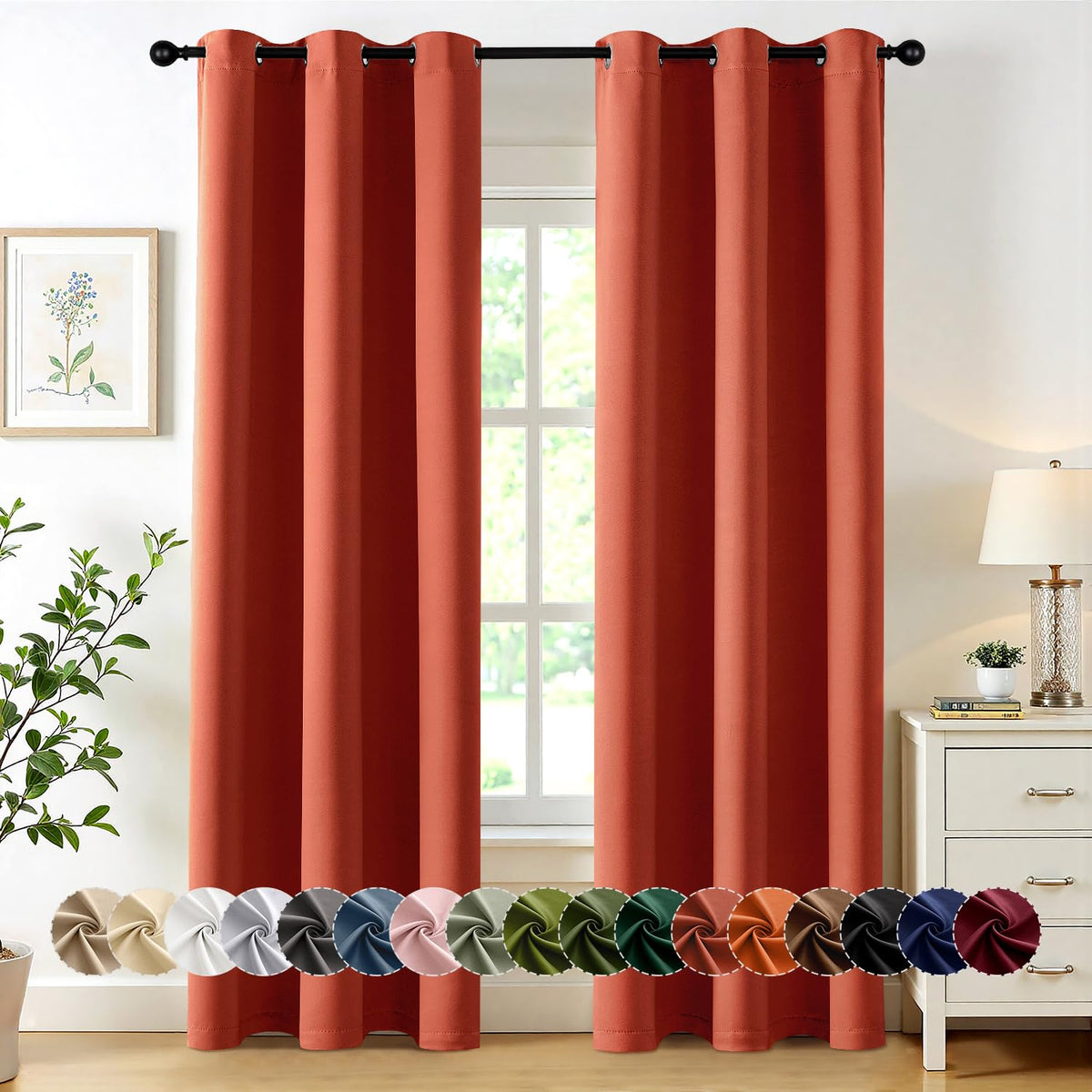 MIULEE Blackout Curtains for Bedroom 2 Panels 40 x 63 Inch Long Black
