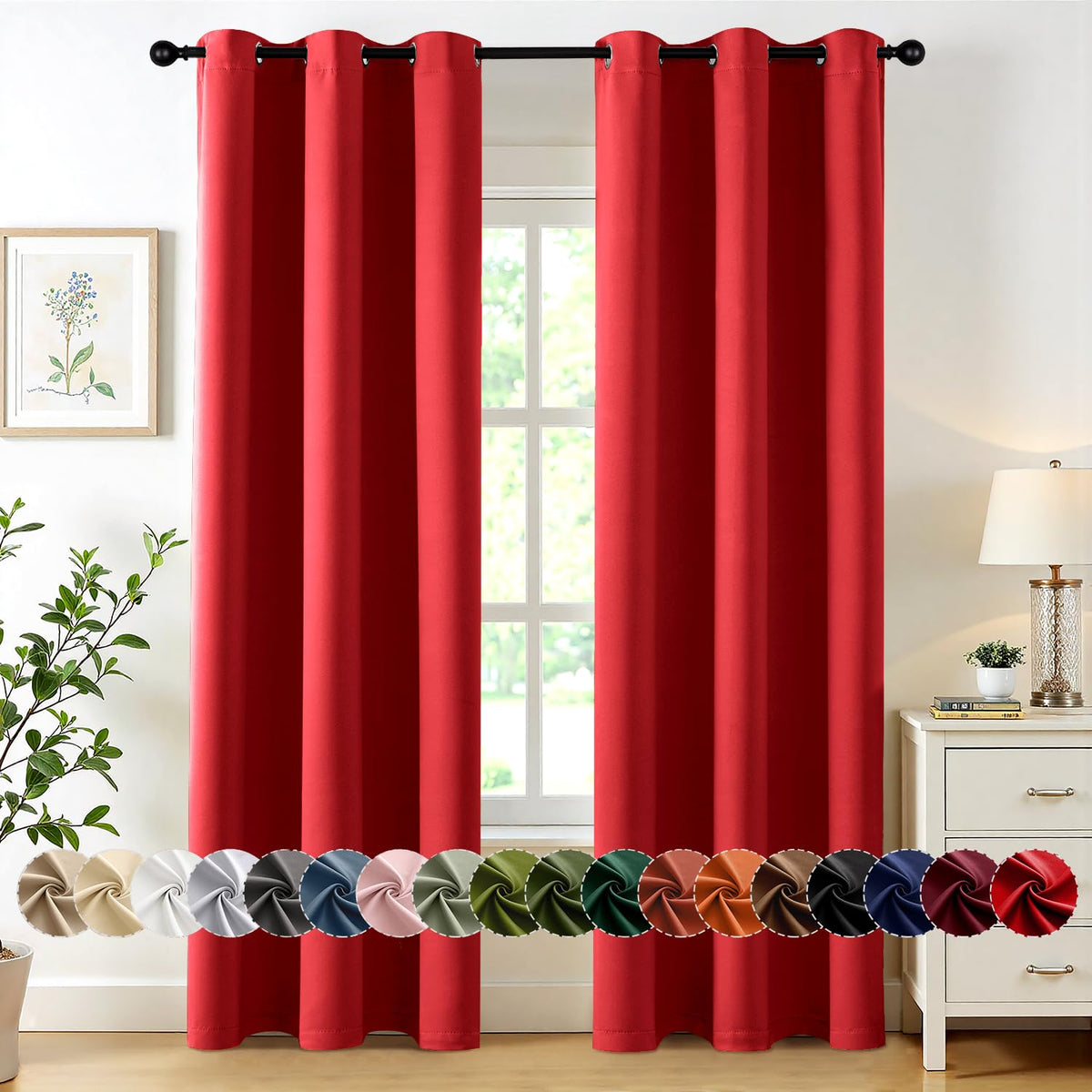 MIULEE Blackout Curtains for Bedroom 2 Panels 40 x 63 Inch Long Black