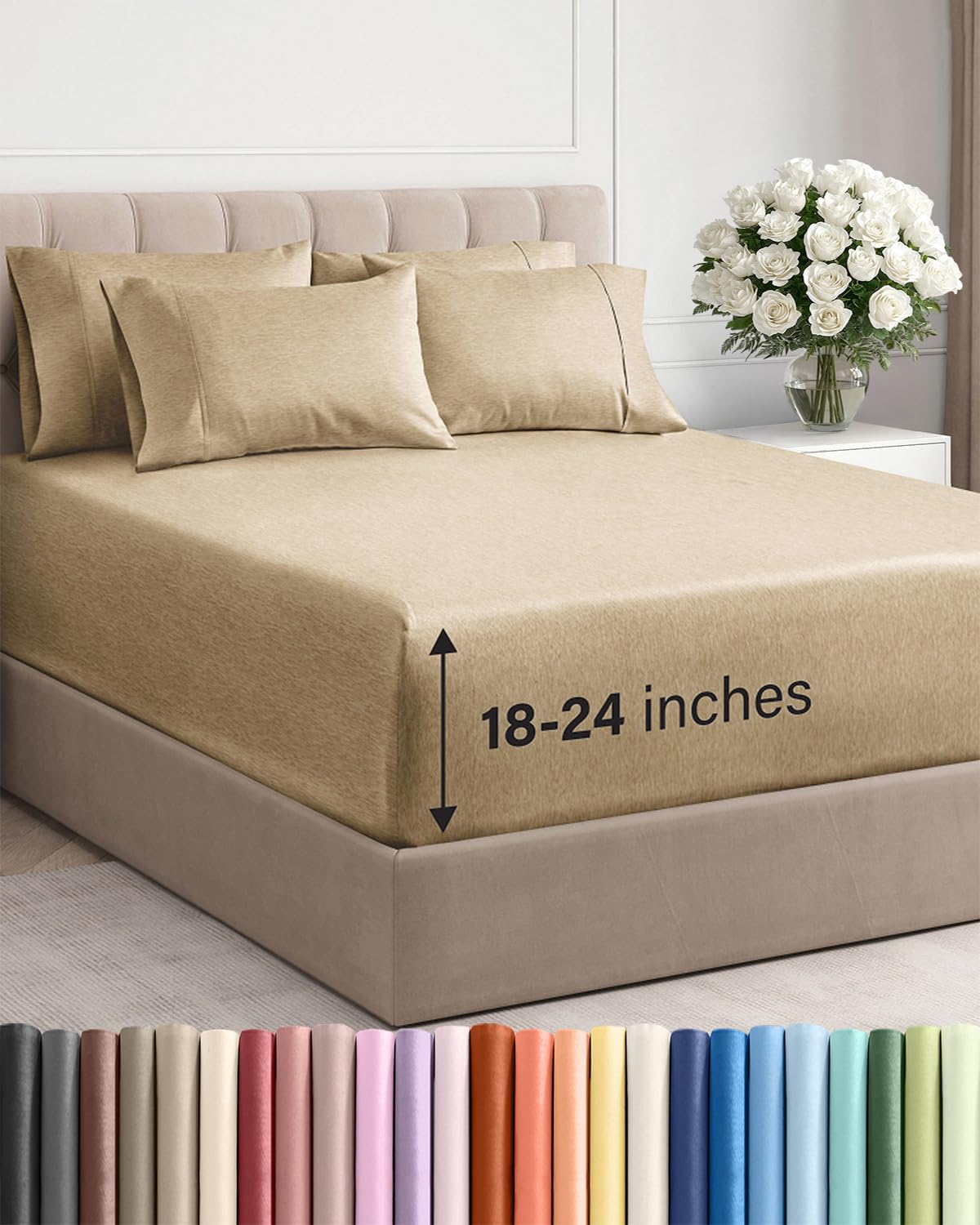 CGK Extra Deep King Sheet Set - 6pc Cooling Sheets - White