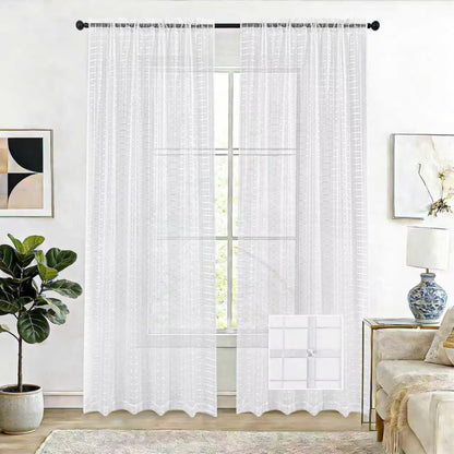 SpaceDresser Sheer Voile Curtains for Living Room 84 Inch Long 2 Panels