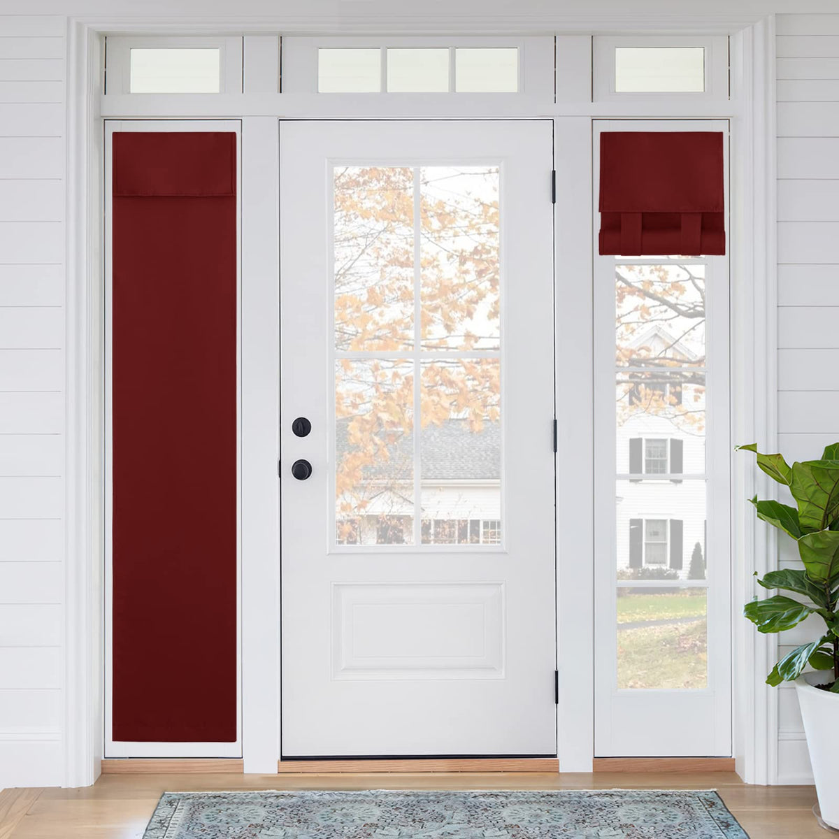 RYB HOME Blackout French Door Curtain, No Drill, W26 x L69, Black, 1 Panel