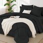 FUANNA Full Size Comforter Sets 7 PCS, Navy Blue Bed Set, Soft Bed in a Bag