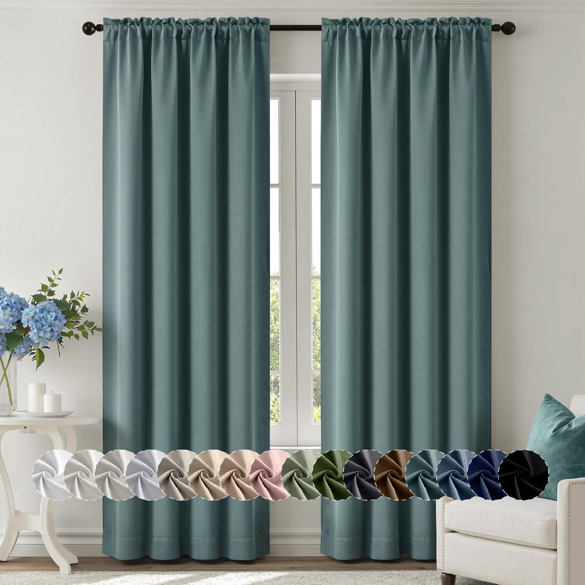 MIULEE Halloween Black Blackout Curtains for Bedroom Room 40"x63" 2 Panels