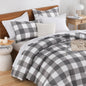 Andency Tan Gingham Comforter Set Twin, Brown Checkered Grid Plaid Bedding