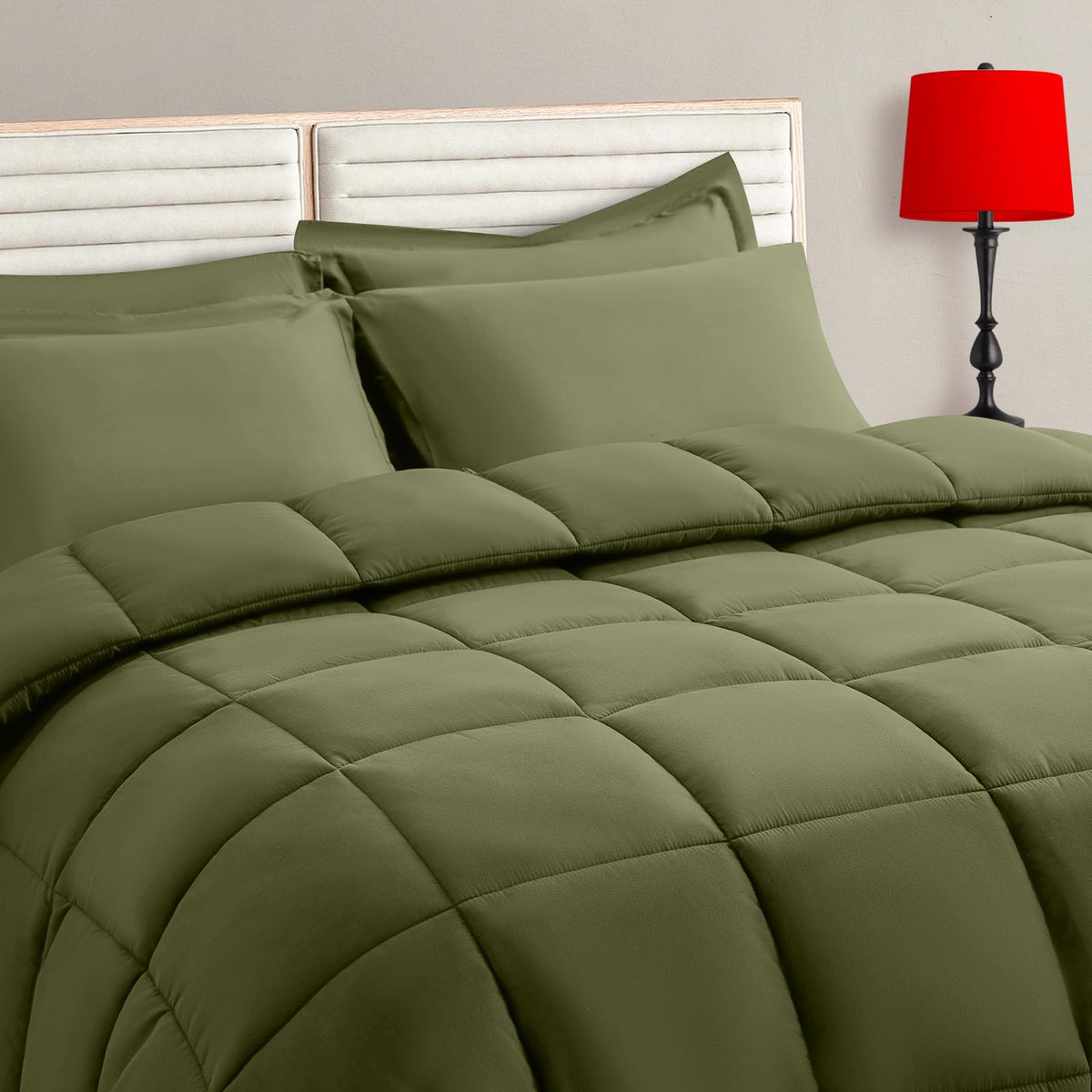 TAIMIT Twin Size Comforter Set - 5 Pieces, Bed in a Bag Bedding Sets with All Season Soft Quilted Warm Fluffy Reversible Comforter,Flat Sheet,Fitted Sheet,1 Pillow Shams,1 Pillowcases,Black