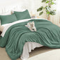 Litanika Queen Comforter Set Sage Green, 3 Pieces Lightweight Solid Bed Set