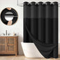 BTTN Cream Ringless Linen Textured Shower Curtain with Snap in Liner, 72x75