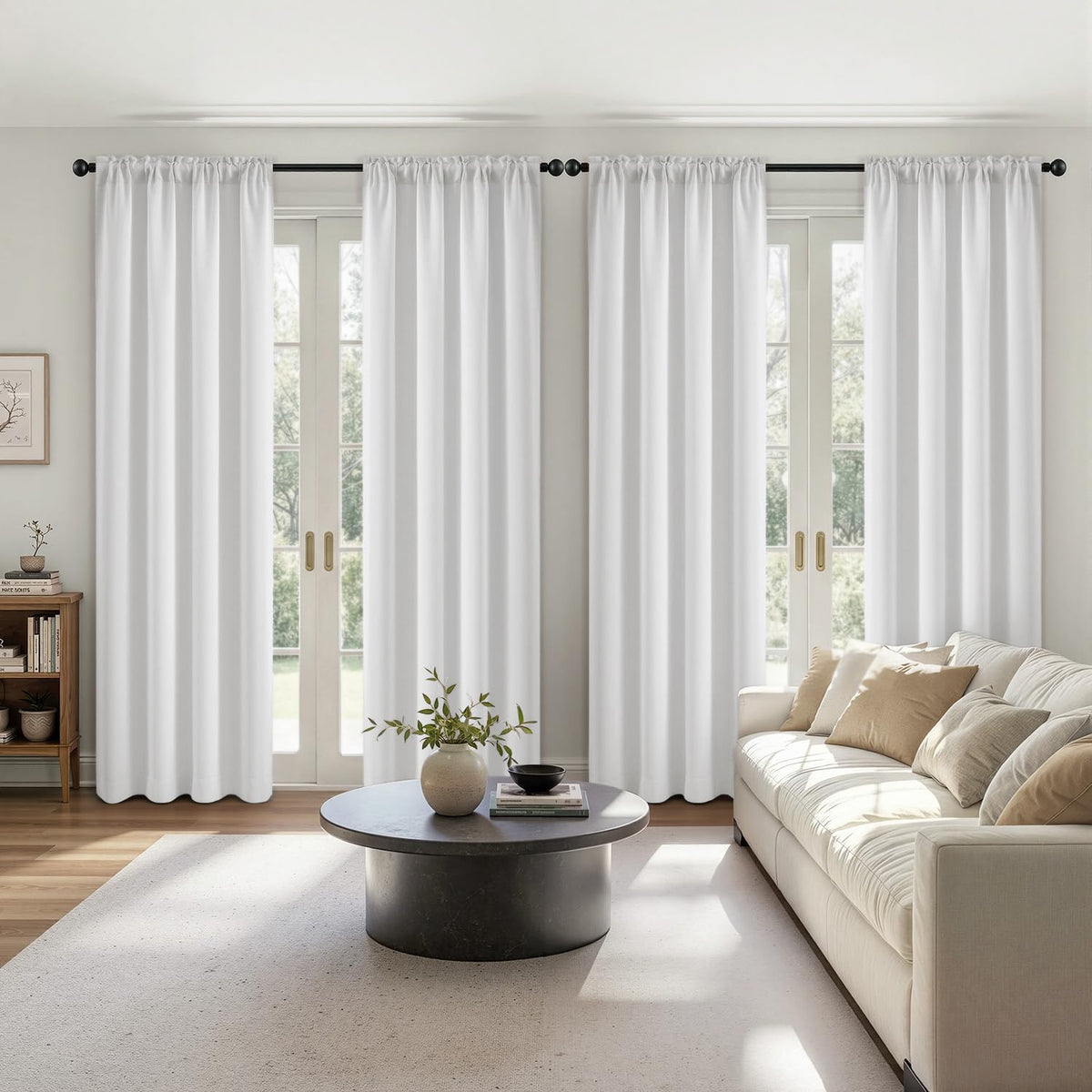 MIULEE Black Blackout Curtains 63 Inch Length for Bedroom Set of 4 Panels