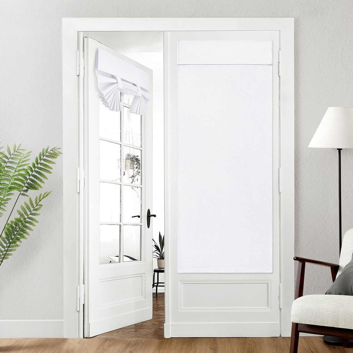 HOMEIDEAS 100% Blackout Linen Door Curtains for French Door 26x68 Inch