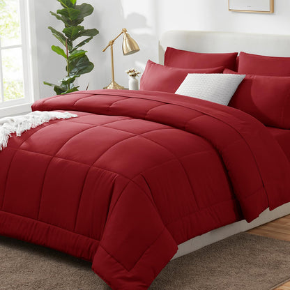 CozyLux Full Size Comforter Sets Black - 7 Pieces Bed in a Bag