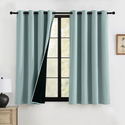 RYB HOME 100% Blackout Black Curtains for Bedroom Living Room 84 inch Long