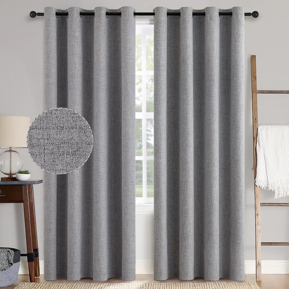 MIULEE 100% Blackout Linen Curtains for Bedroom 52x90 Inches Natural Beige