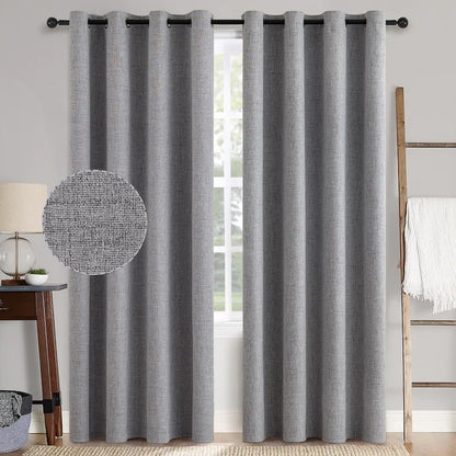 MIULEE 100% Blackout Linen Curtains for Bedroom 52x90 Inches Natural Beige