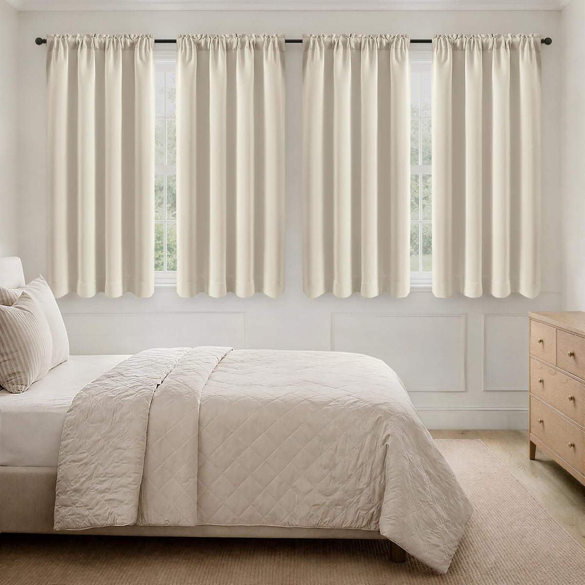 MIULEE Black Blackout Curtains 63 Inch Length for Bedroom Set of 4 Panels