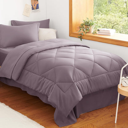CozyLux Queen Comforter Set 88"x88" Dark Grey - 7 Piece Bed in a Bag
