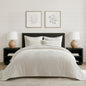 EverGrace Stripe Channel Luxury Velvet Quilt Set King Size, Beige Taupe