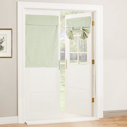 RYB HOME Blackout French Door Curtain, No Drill, W26 x L69, Black, 1 Panel