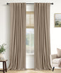 Linen Total Blackout Curtains for Bedroom Living Room 84 Inch, Cream