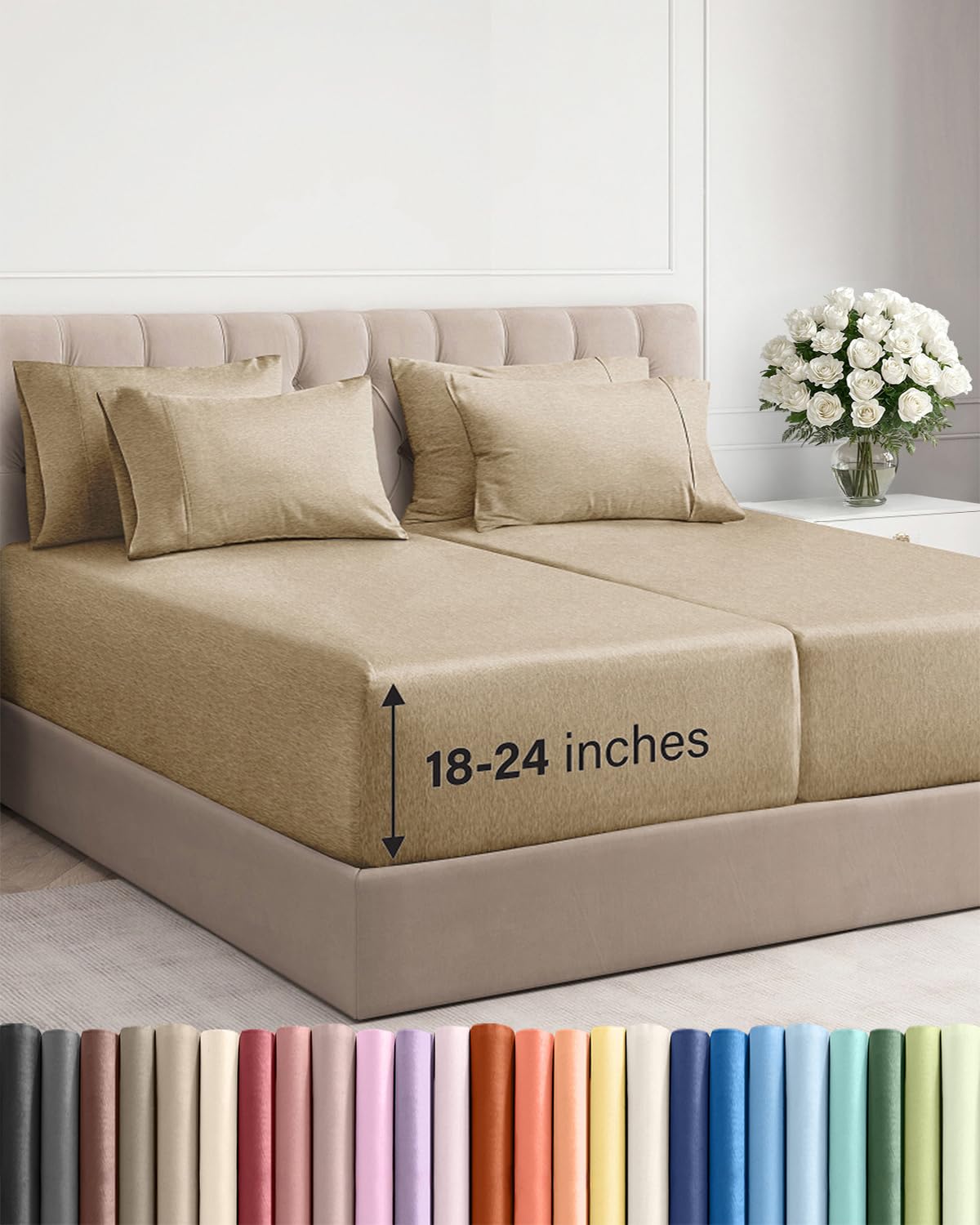 CGK Extra Deep King Sheet Set - 6pc Cooling Sheets - White