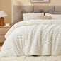 BEDELITE Fleece Full Comforter Set, Fluffy Bed Set, Cream White