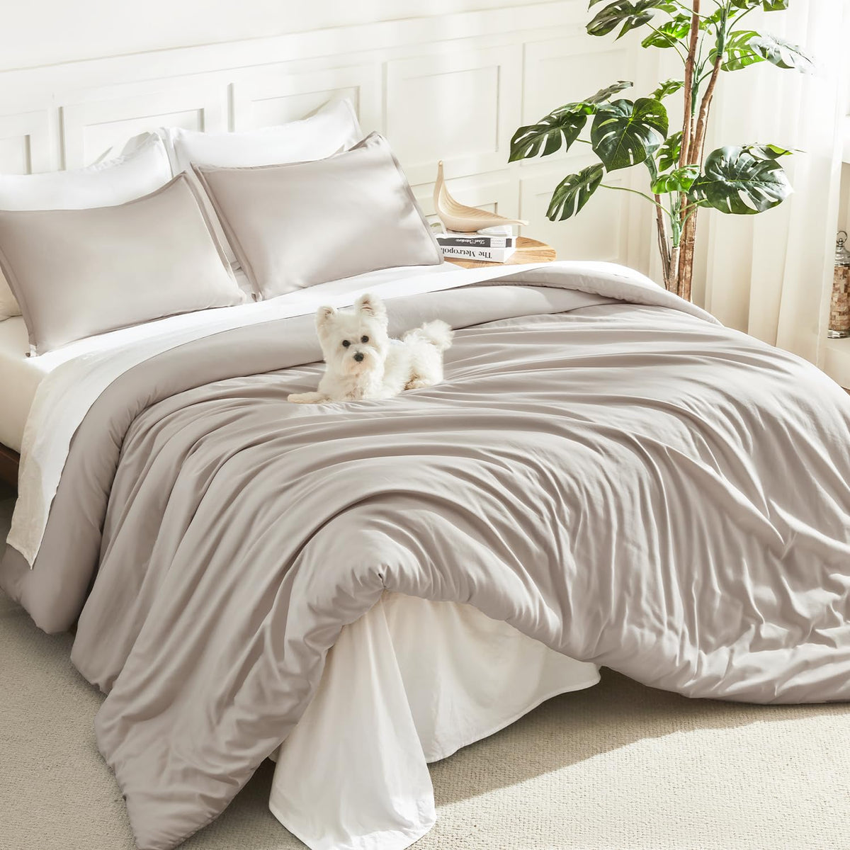 Litanika Queen Comforter Set Sage Green, 3 Pieces Lightweight Solid Bed Set