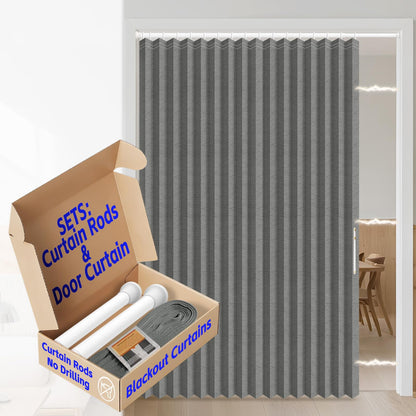 AJAZZ Blackout Accordion Door Magnetic Door Curtain Folding Closet Doors Curtain Invisible for Bedroom Room Living Room Doorway, Grey 42" W x 78" L, 1 Panel