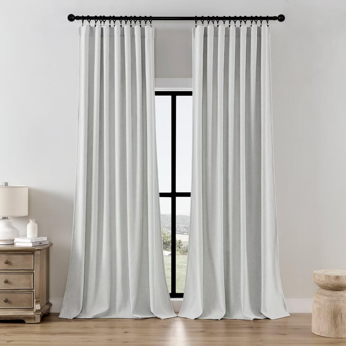 Joydeco Linen Curtains 96 inch Length 2 Panel Set, Light Filtering Curtain for Living Room Bedroom, 52 inch Wide Drapes with Rod Pocket Back Tab (96" Lx52 W, Ivory on Linen)