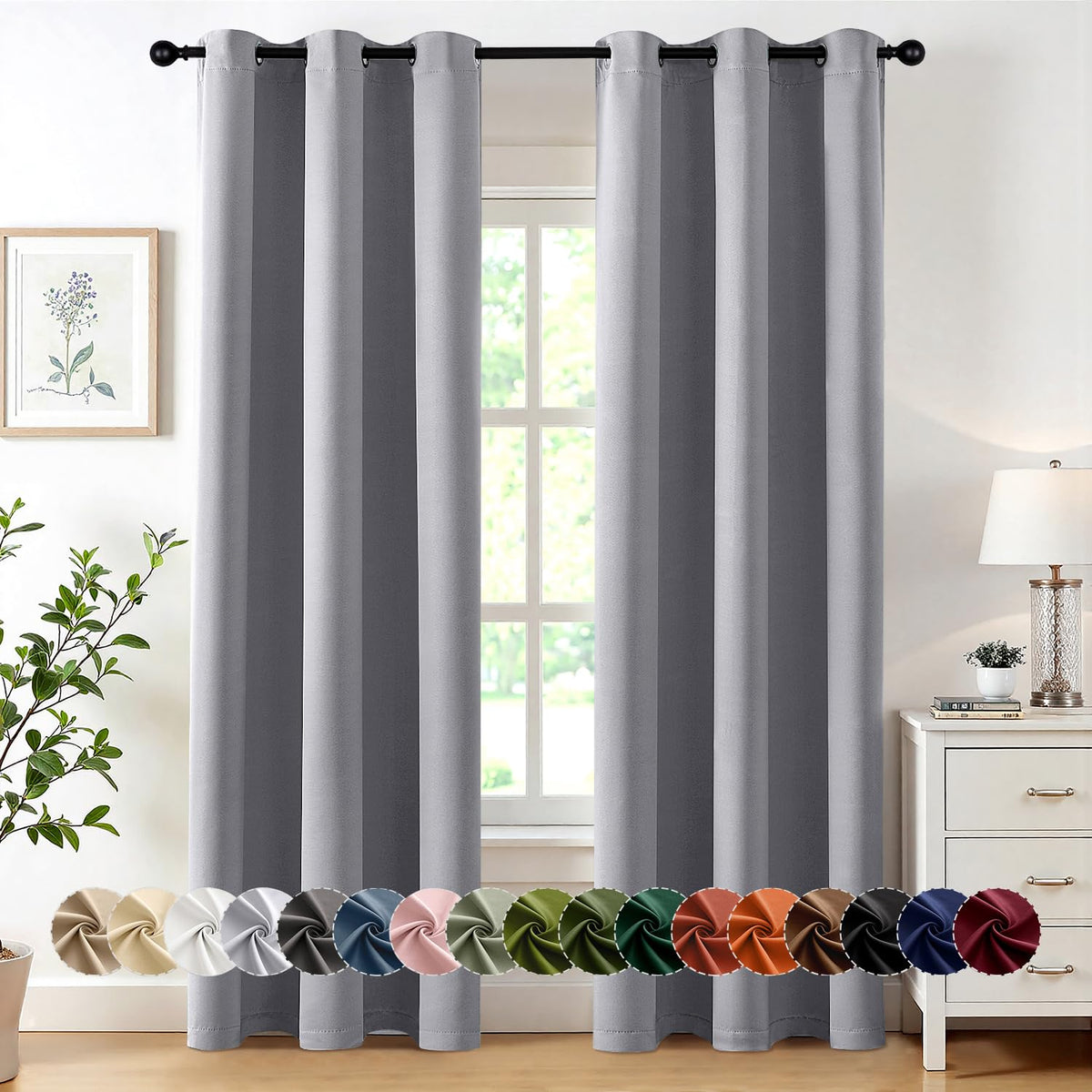 MIULEE Blackout Curtains for Bedroom 2 Panels 40 x 63 Inch Long Black