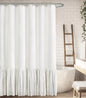 Farmhouse Shower Curtain Ruffle Linen Beige 72" W x 72" L