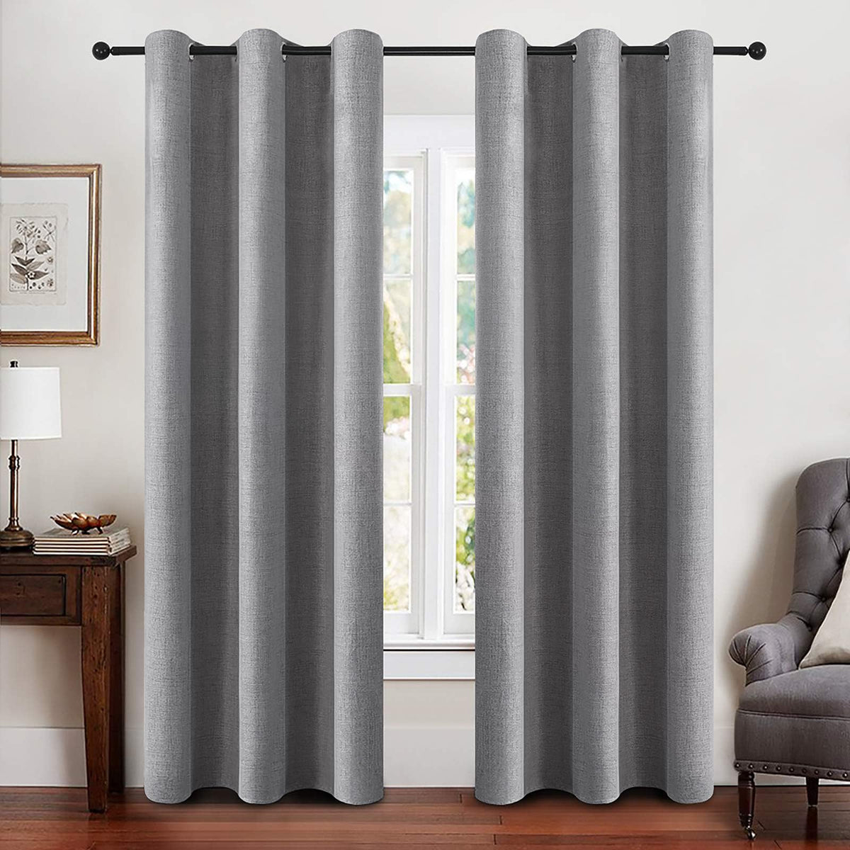 MIULEE 100% Blackout Linen Curtains for Bedroom 52x90 Inches Natural Beige