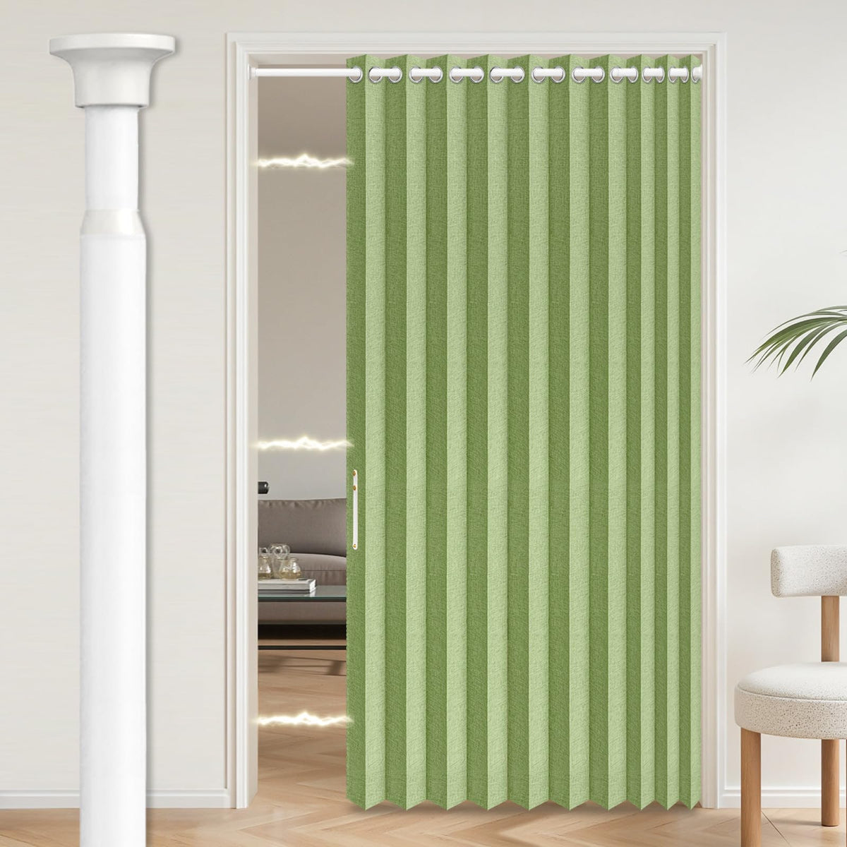 AJAZZ Blackout Accordion Door Magnetic Door Curtain Folding Closet Doors Curtain Invisible for Bedroom Room Living Room Doorway, Grey 42" W x 78" L, 1 Panel