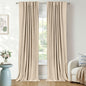 Linen Total Blackout Curtains for Bedroom Living Room 84 Inch, Cream