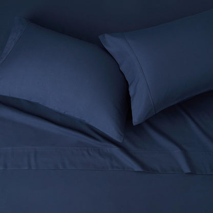 Amazon Basics Lightweight Super Soft Easy Care Breathable Microfiber 4 Piece Bed Sheets Set with 14-Inch Deep Pockets, Full, Navy Blue, Solid