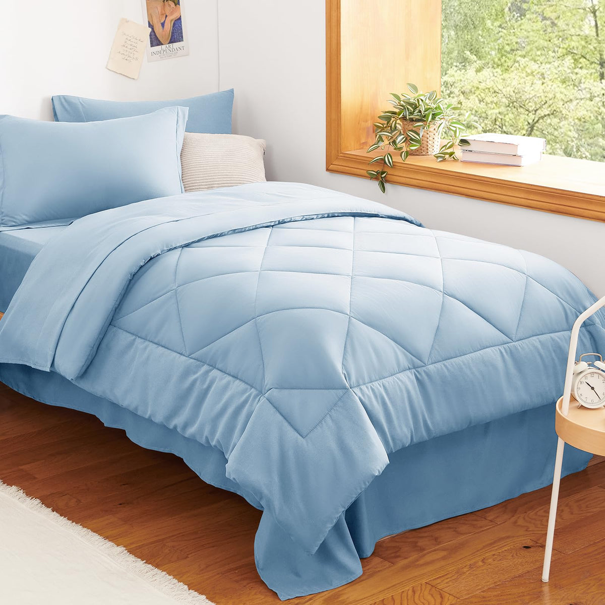 CozyLux Full Comforter Set 82"x86" Dark Grey - 7 Piece Bed in a Bag