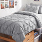 HIMEET Queen Comforter Set Black - 7 Pieces Pintuck Bed in a Bag