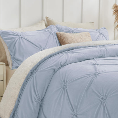 BEDELITE Fluffy Sherpa Queen Comforter Set,Grey